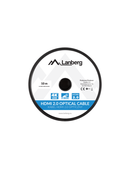 Lanberg Kabel Hdmi Lanberg Kabel Hdmi M/M V2.0 10M Optyczny Aoc Czarny Ca-Hdmi-20Fb-0100-Bk