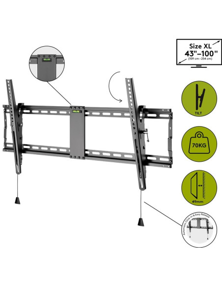 Wentronic Pro Tilt (Xl) 2,54 M (100") Czarny
