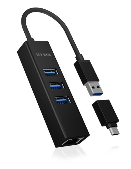 Icy Box Ib-Hub1419-Lan Usb 3.2 Gen 1 (3.1 Gen 1) Type-A Czarny