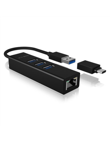 Icy Box Ib-Hub1419-Lan Usb 3.2 Gen 1 (3.1 Gen 1) Type-A Czarny