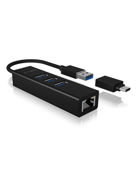 Icy Box Ib-Hub1419-Lan Usb 3.2 Gen 1 (3.1 Gen 1) Type-A Czarny