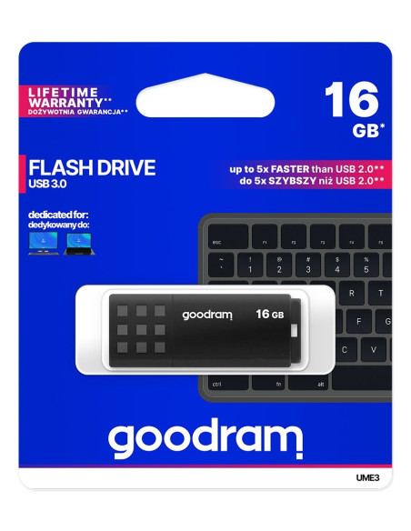 Pendrive Goodram Ume3 Ume3-0160K0R11 (16Gb  Usb 3.0  Kolor Czarny)