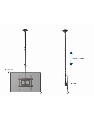 Gembird Pełnoobrotowy Uchwyt Sufitowy Do Telewizora 32" - 70", Vesa Max 400 X 400Mm, Do 50Kg