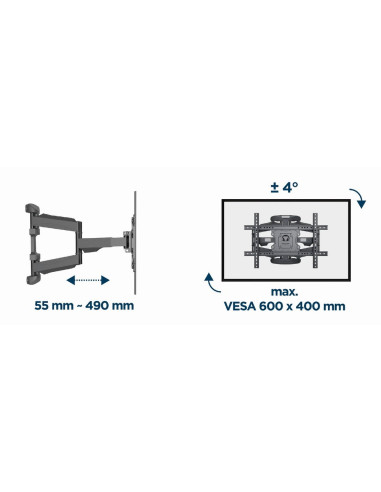 Gembird Uchwyt Narożnikowy Regulowany Lcd 32"-75" Vesa Max 600 X 400Mm, Do 45Kg