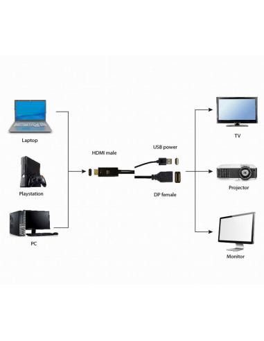 I/O Adapter Hdmi To Dp/Black A-Hdmim-Dpf-01 Gembird