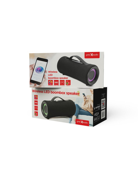 Gembird Przenośny Głośnik Bluetooth Led Spk-Bt-Led-04 Rms 2X 5W, Wbudowany Mikrofon, Kolor Czarny, Usb, Aux, Microsd