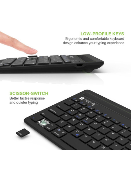 Techly Ictbk102U Klawiatura Uniwersalne Bluetooth Qwerty Angielski Czarny