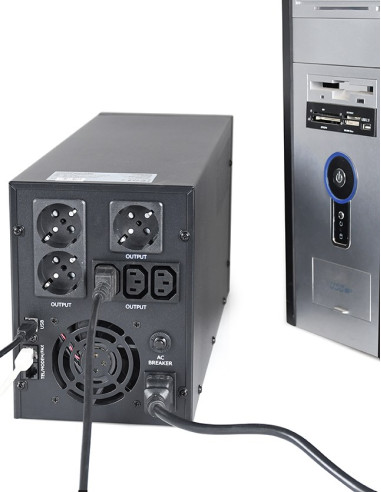 Energenie Zasilacz Awaryjny Ups Avr 3000Va Lcd, 3X C13, 3X Schuko, Usb, Rj45