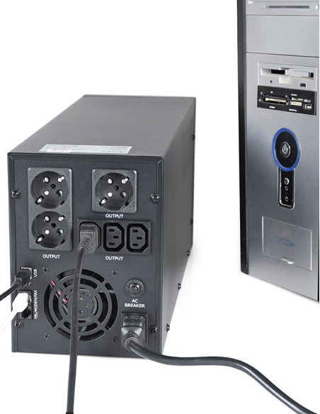 Energenie Zasilacz Awaryjny Ups Avr 3000Va Lcd, 3X C13, 3X Schuko, Usb, Rj45