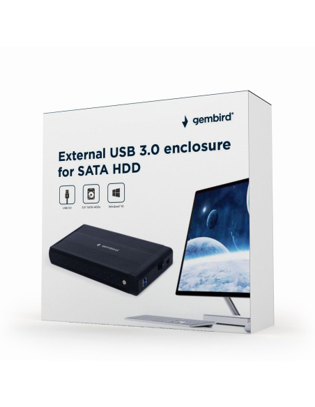 Gembird Ee3-U3S-3 Obudowa Do Dysków Twardych Obudowa Hdd Czarny 3.5"