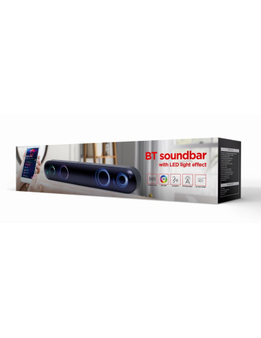 Gembird Głośnik Soundbar 2X 5W Bluetooth Czarny