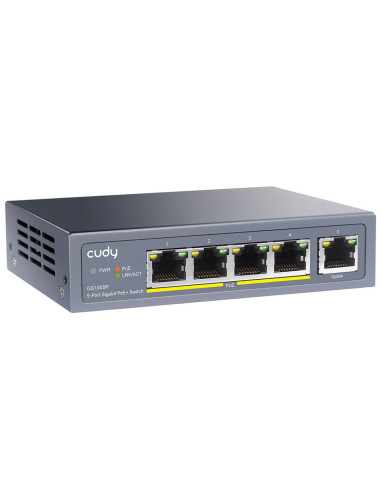 Cudy Gs1005P Łącza Sieciowe Gigabit Ethernet (10/100/1000) Obsługa Poe Szary