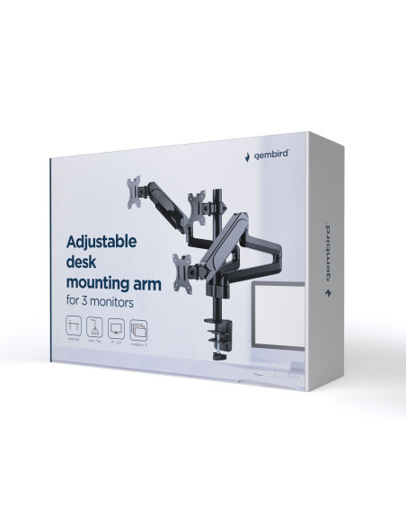Gembird Biurkowe Regulowane Ramię/Uchwyt Na 3 Monitory 17-27, Vesa 100X100Mm, Do 7 Kg