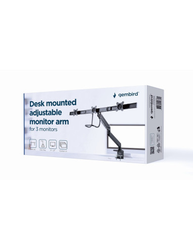 Gembird Biurkowe Regulowane Ramię/Uchwyt Na 3 Monitory 17-27, Vesa 100X100Mm, Do 6 Kg
