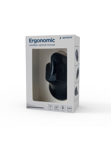 Gembird Musw-Ergo-03 Myszka Dom Po Prawej Stronie Rf Wireless Optyczny 1600 Dpi