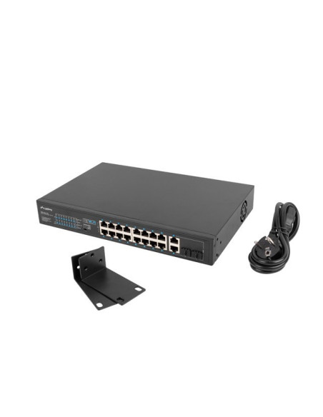 Lanberg Switch Rack 19" 16X 100Mb Poe+/2X Combo Gigabit 250W Niezarządzalny Rsfe-16P-2C-250