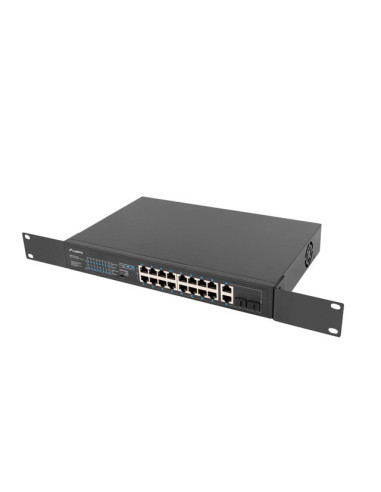 Lanberg Switch Rack 19" 16X 100Mb Poe+/2X Combo Gigabit 250W Niezarządzalny Rsfe-16P-2C-250