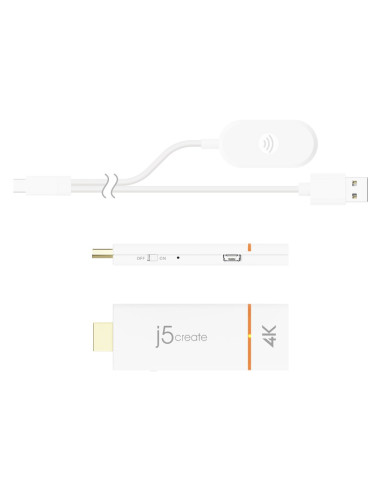 Nadajnik I Odbiornik Audio/Video Bezprzewodowy J5Create Screencast 4K Wireless Display Adapter  Kolor Biały Jvaw76-N