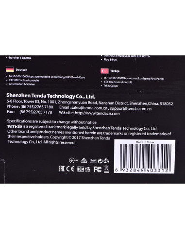 Switch Tenda Teg1016D (16X 10/100/1000Mbps)