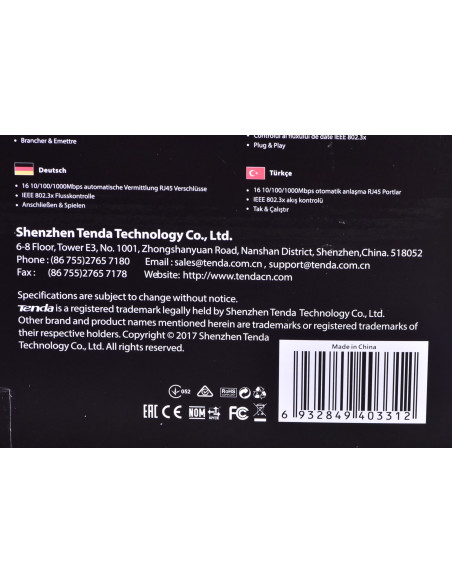 Switch Tenda Teg1016D (16X 10/100/1000Mbps)