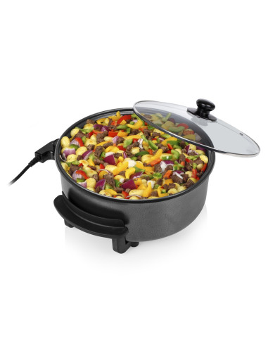 Tristar  | Wielofunkcyjna Patelnia Grillowa Xl | Pz-9135 | Średnica 30 Cm | Grill | 1500 W | Pokrywka W Zestawie | Uchwyt Stały 