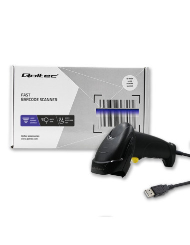 Qoltec Czytnik Kodów Kreskowych Laserowy | 1D | Usb | Czarny