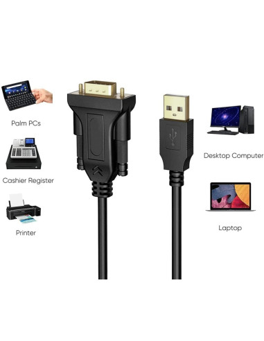 Techly Idata Usb2-Ser-1A Kabel Równoległy Czarny 1,5 M Usb Typu-A Db-9
