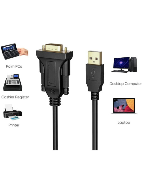 Techly Idata Usb2-Ser-1A Kabel Równoległy Czarny 1,5 M Usb Typu-A Db-9