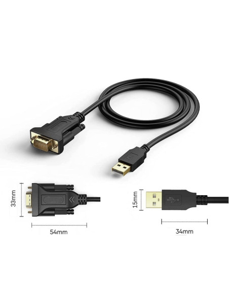 Techly Idata Usb2-Ser-1A Kabel Równoległy Czarny 1,5 M Usb Typu-A Db-9