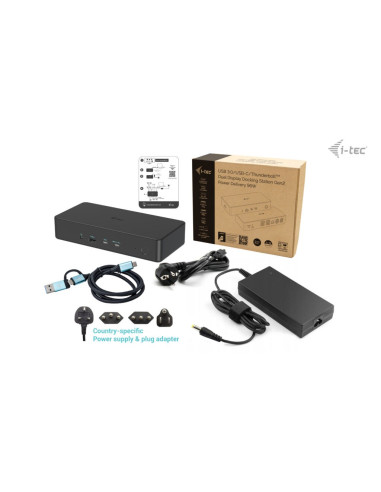 I-Tec Cadual4Kdockpd2 Stacja Dokująca Przewodowa Usb 3.2 Gen 1 (3.1 Gen 1) Type-C Czarny