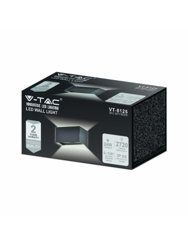 Oprawa Ścienna Led V-Tac Vt-8125-B-N 24W Ip65 4000K 2720Lm (Sku 2978) Czarny