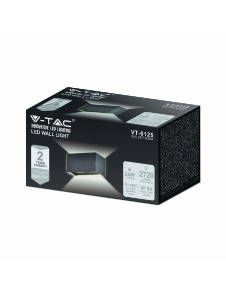 Oprawa Ścienna Led V-Tac Vt-8125-B-N 24W Ip65 4000K 2720Lm (Sku 2978) Czarny