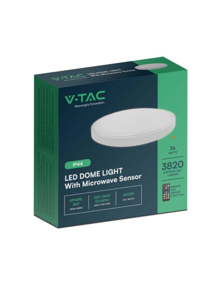 Plafon V-Tac Vt-8630S Natynkowy 36W Led Ip44 42Cm 4000K 3820Lm (Sku 76651) Biały