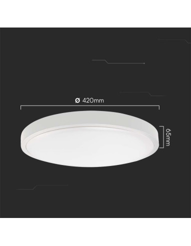 Plafon V-Tac Vt-8630S Natynkowy 36W Led Ip44 42Cm 4000K 3820Lm (Sku 76651) Biały