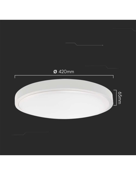 Plafon V-Tac Vt-8630S Natynkowy 36W Led Ip44 42Cm 4000K 3820Lm (Sku 76651) Biały