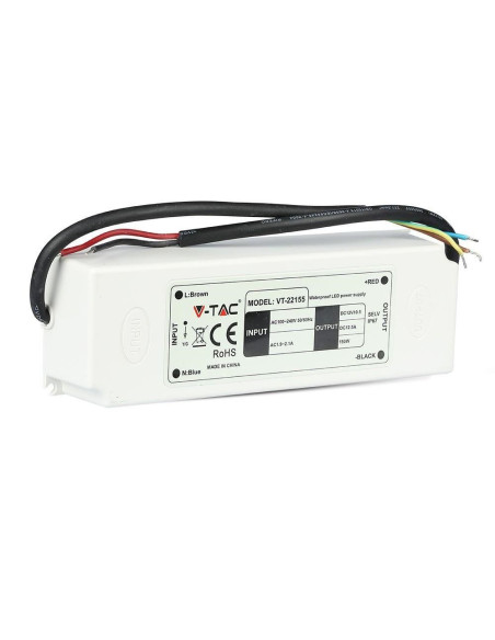 Zasilacz Led V-Tac Vt-22155 150W 12V 12.5A Ip67 Filtr Emi (Sku 3250) Biały