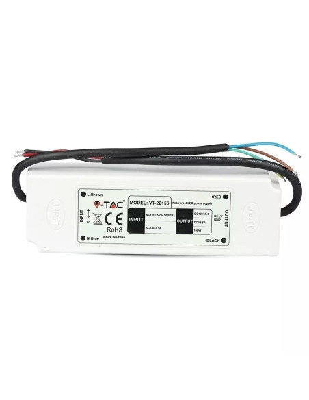 Zasilacz Led V-Tac Vt-22155 150W 12V 12.5A Ip67 Filtr Emi (Sku 3250) Biały