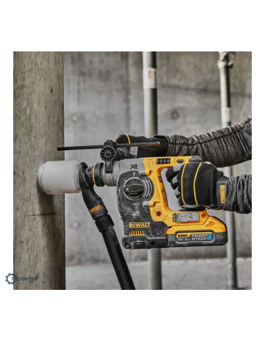Młotowiertarka Dewalt DCH273H2T-QW czyste wiercenie bez pyłu z uchwtem DWH201D-XJ, wysunięta miara