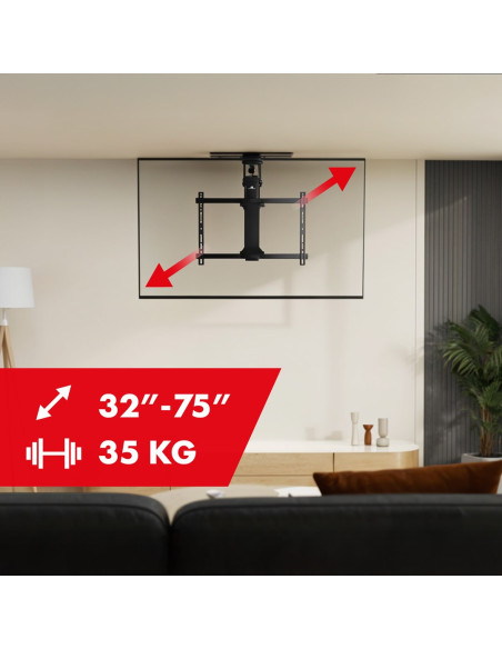 Maclean Uchwyt Do Tv Elektryczny Sufitowy, Obsługa Tuya, Max Vesa 600X400, Obrót 90St. Pilot, 32"-75", 35Kg Mc-490