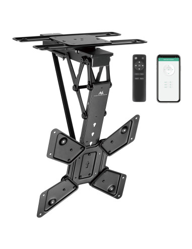 Maclean Uchwyt Do Tv Elektryczny Sufitowy, Obsługa Tuya, Max Vesa 600X400, Obrót 90St. Pilot, 23"-65", 30Kg Mc-491
