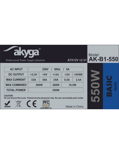 Zasilacz Akyga Basic Ak-B1-550 (550 W  Pasywne  120 Mm)