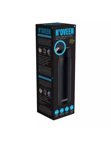 Butelka Termiczna Led Noveen Tb2210 Black Mat 380Ml