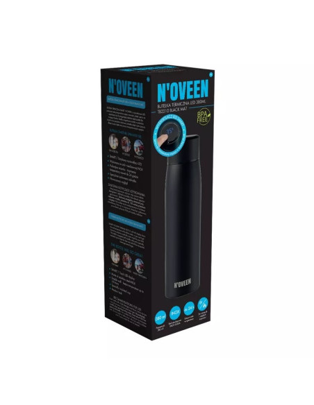 Butelka Termiczna Led Noveen Tb2210 Black Mat 380Ml