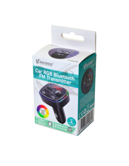 Vakoss Tramister Samochodowy Rgb/ Fm/ Bluetooth/ Usb / 3.1A Tc-B439