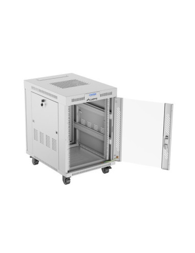 Lanberg Szafa Stojąca Rack 19" 15U 600X800 Szara Drzwi Szklane Lcd V2 (Flat Pack)