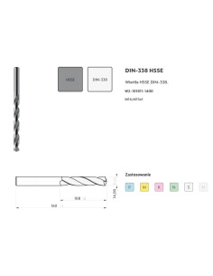 Wiertlo Nwka Fi 14,00 108/160Mm Hsse Szl. Inox Din 338