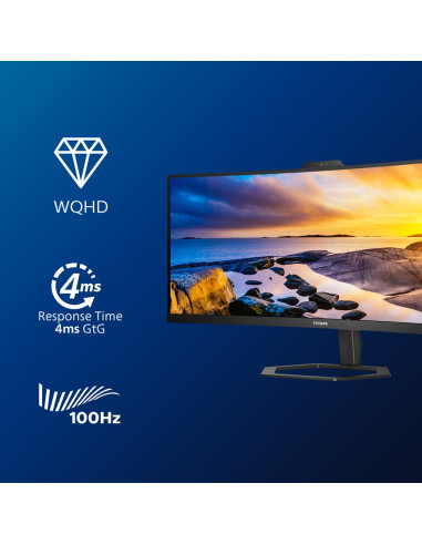 Philips | 34E1C5600He/00 | 34 " | Va | 3440 X 1440 Pikseli | 21:9 | 4 Ms | 300 Cd/M2 | Czarny | Ilość Portów Hdmi 1 | 100 Hz