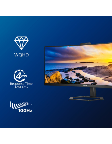 Philips | 34E1C5600He/00 | 34 " | Va | 3440 X 1440 Pikseli | 21:9 | 4 Ms | 300 Cd/M2 | Czarny | Ilość Portów Hdmi 1 | 100 Hz