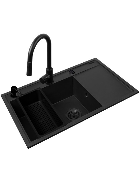 Zestaw - Zlewozmywak Pyramis Camea (79X50) 1B 1D L + Bateria Idea Black Edition - 070168402Be - Volcano