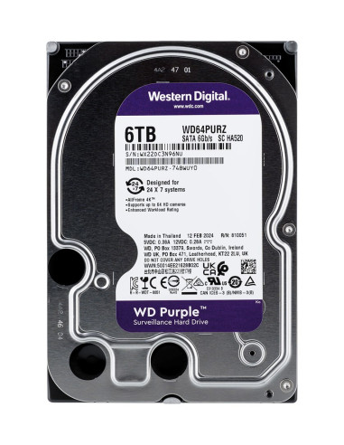Dysk Twardy Hdd Wd Purple 6Tb 3,5" Sata Wd64Purz